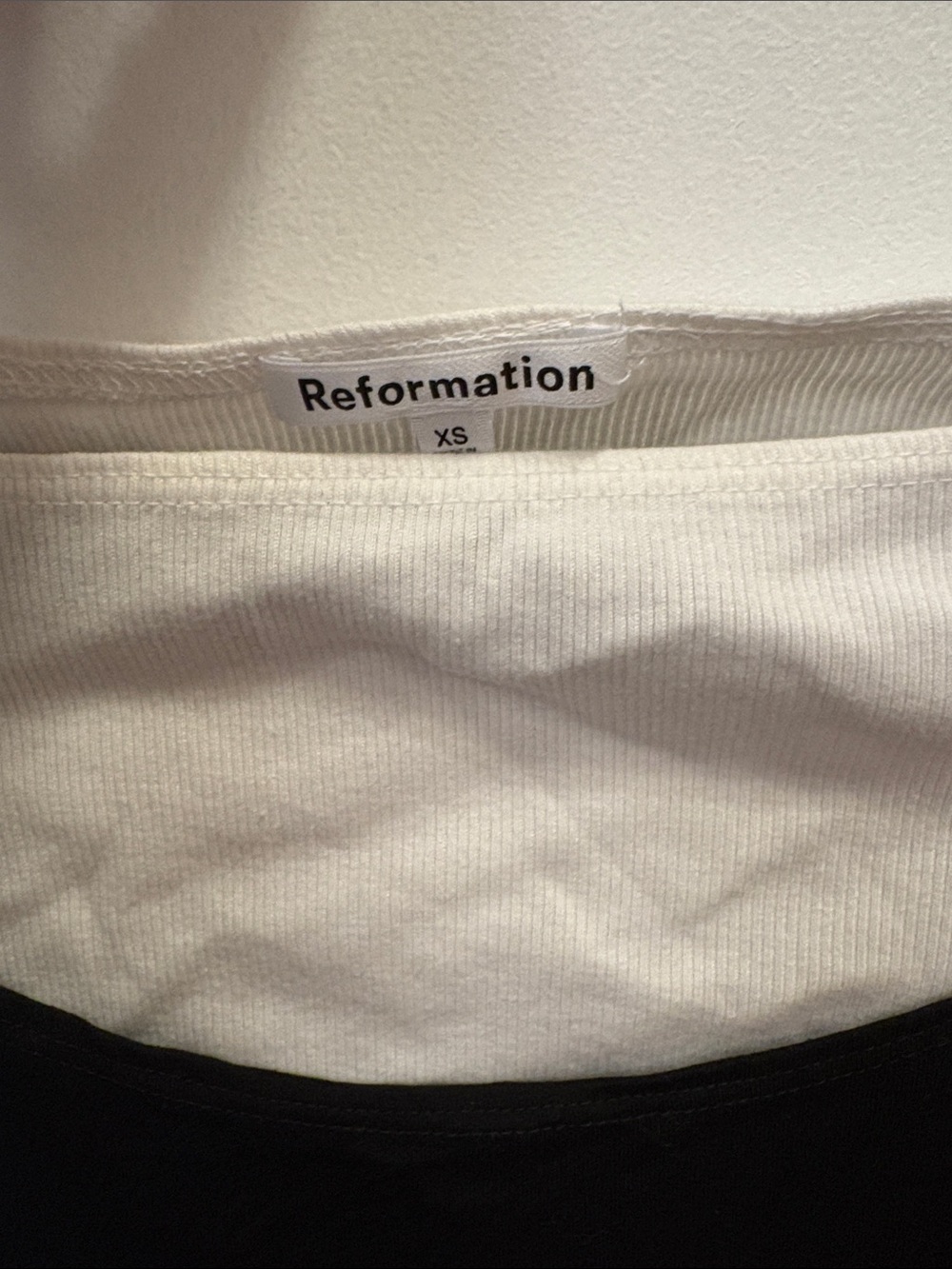 Reformation Black and White Off-Shoulder Layered Camisole - Picture 2 of 3